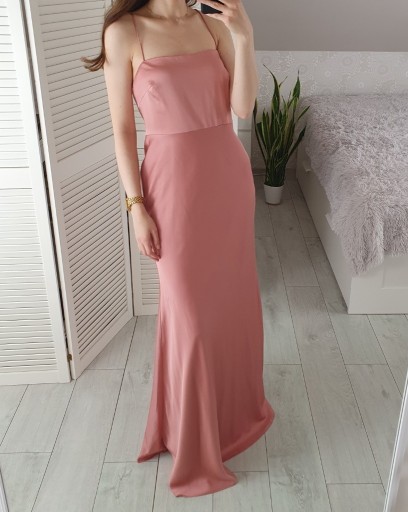 Zdjęcie oferty: Asos pudrowa satynowa sukienka maxi ramiączka 40 L