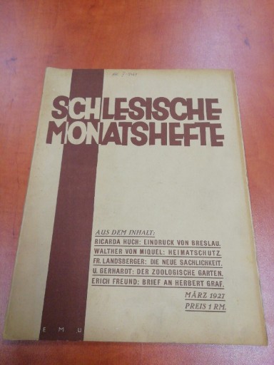 Zdjęcie oferty: Schlesische Monatshefte Marz 1927