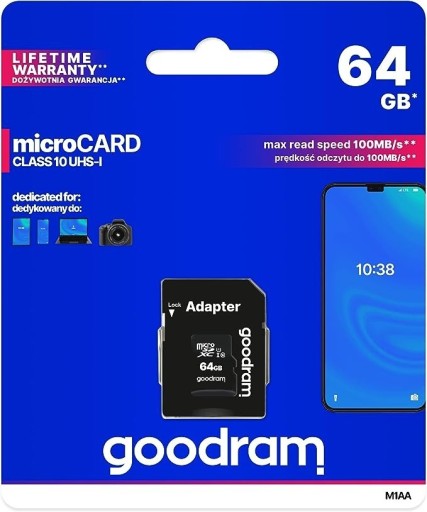 Zdjęcie oferty: Karta pamięci GOODRAM microSD 64GB class 10 UHS-I 