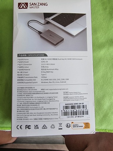 Zdjęcie oferty: SANZANG M2 SATA NVMe SSD obudowa USB 3.0 typ C M.2