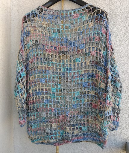 Zdjęcie oferty: Ażurowy luźny sweter nietoperz lazurowe pastele