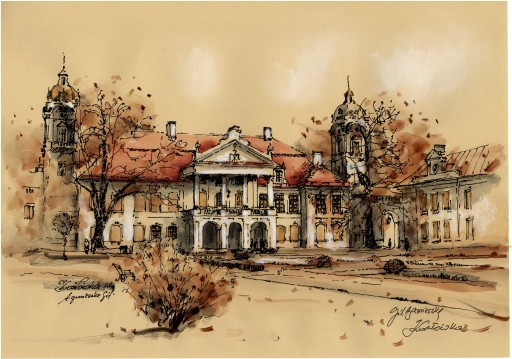 Zdjęcie oferty: akwarela/tusz na papierze 21x30 cm Kozłówka