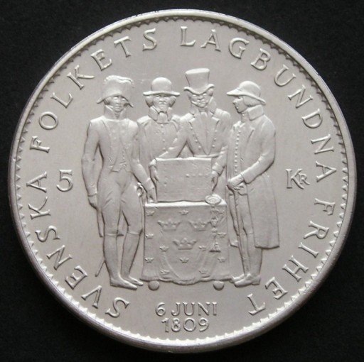 Zdjęcie oferty: Szwecja 5 koron 1959 - Gustaw VI - srebro