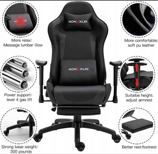 Zdjęcie oferty: Fotel gamingowy biurowy nokaxus z masażem