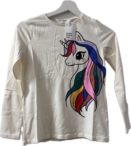 Zdjęcie oferty: Koszulka z długim rękawkiem H&M z kucykiem dla dziewczynki r. 134/140, 8-10