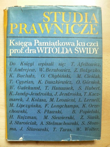 Zdjęcie oferty: Studia prawnicze. Księga Pamiątkowa Witolda Świdy
