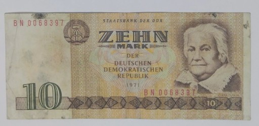 Zdjęcie oferty: Banknot 10 marek NRD, DDR, 1971