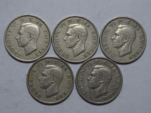 Zdjęcie oferty: Anglia 5 monet 2 shillingi 1947-1951 rok -A37
