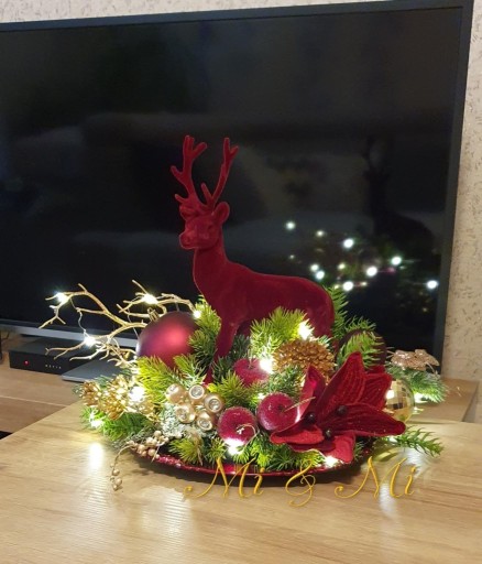 Zdjęcie oferty: Stroik świąteczny na stół, komodę, renifer, Boże Narodzenie