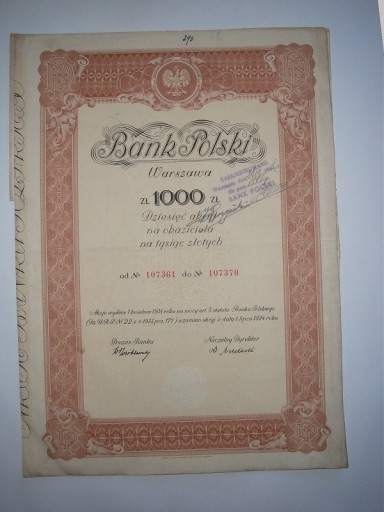 Zdjęcie oferty: BANK POLSKI 1000 ZŁ+ 500 zł  1934r ( 2 szt. razem)