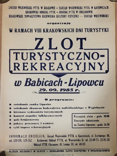 Zdjęcie oferty: ZLOT BABICE - LIPOWIEC PTTK 1985r.