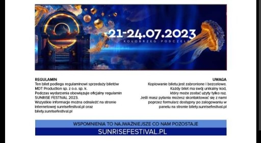 Zdjęcie oferty: Bilet Sunrisefestval Kołobrzeg 