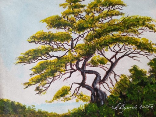 Zdjęcie oferty: OBRAZ RĘCZNIE MALOWANY PEJZAŻ AKRYLOWY "PRYWATNA SAMOTNIA" - 24x30cm