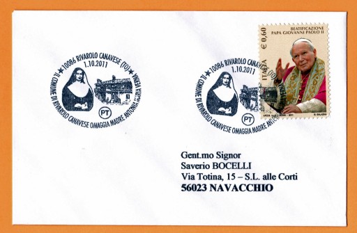 Zdjęcie oferty: Włochy całość 2011 koperta ze znaczkiem 0,60 euro