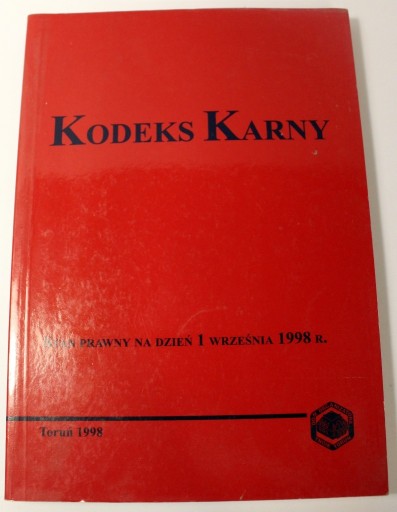 Zdjęcie oferty: Kodeks Karny Toruń 1998