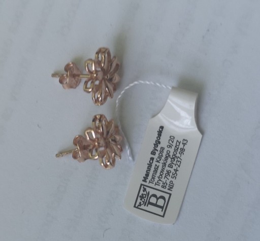 Zdjęcie oferty: Kolczyki pozłacane różowe złoto sztyft kwiatki 