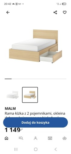 Zdjęcie oferty: Łóżko Ikea Malm z materacem