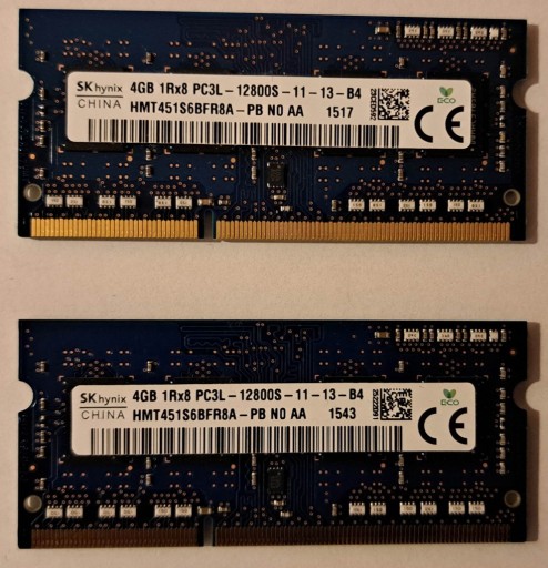 Zdjęcie oferty: Pamięć RAM DDR3L SK Hynix HMT451S6BFR8A-PB (2x4GB)