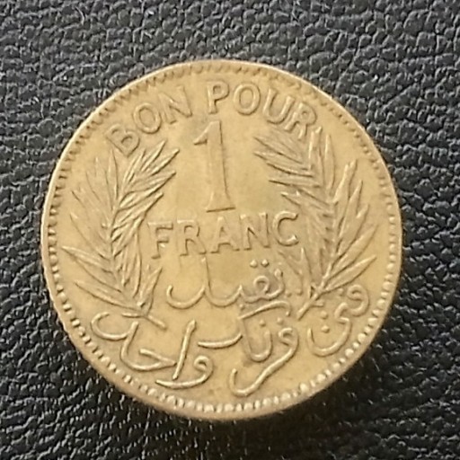 Zdjęcie oferty: A68 Tunezja Protektorat 1 frank 1921 Bon Pour