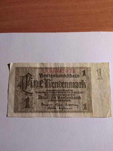 Zdjęcie oferty: Banknot 1 Rentenmark 1937rok