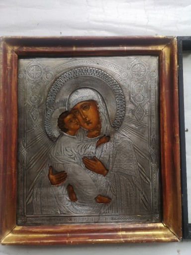 Zdjęcie oferty: Stara ikona Matka Boska Wlodimerska w srebr. 84 pr