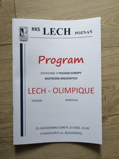 Zdjęcie oferty: Program Lech Poznań - Olimpique Marsylia 1990