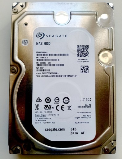 Zdjęcie oferty: Dysk 6 Tb Sata Seagate NAS ST6000VN0021