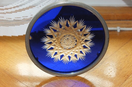 Zdjęcie oferty: Podstawka ozdobna szklana niebieska kryształ gwiaz