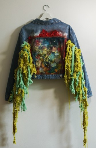 Zdjęcie oferty: Kurtka katana jeans unisex ręcznie malowana