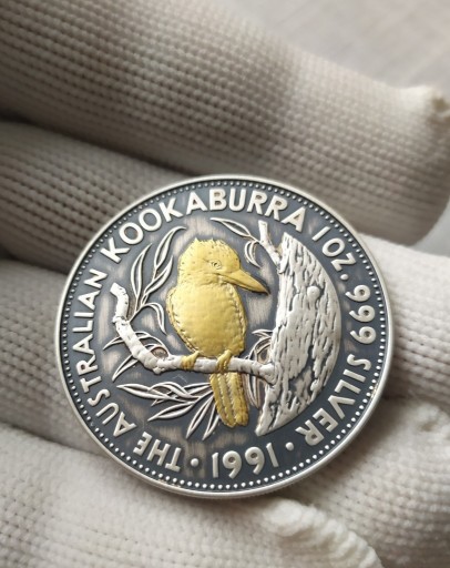 Zdjęcie oferty: Srebrna moneta Kookaburra 1oz 1991 antyk gold