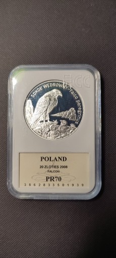 Zdjęcie oferty: Sokół wędrowny PR70 Srebrna moneta 20zł