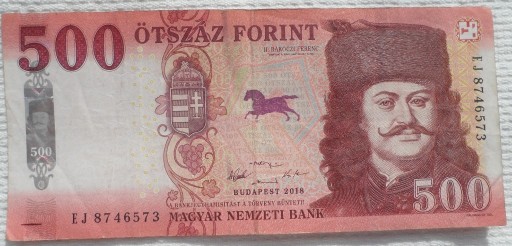 Zdjęcie oferty: Węgry 500 forintów 2018 Franciszek II Rakoczy