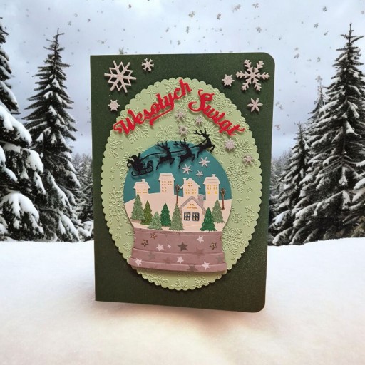 Zdjęcie oferty: Kartka świąteczna „Wesołych Świąt” kula śnieżna DJora