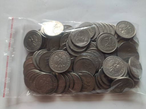Zdjęcie oferty: Woreczek monet 50 groszy  z 1990 rok - 50 sztuk monet 50 groszy