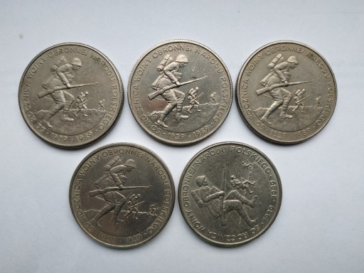 Zdjęcie oferty: Zestaw 5 monet 500 zł,50 rocz.Wojny Obronnej 1989r