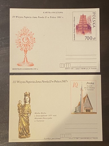 Zdjęcie oferty: Kartka pocztowa IV i III wizyta Papieża JP II