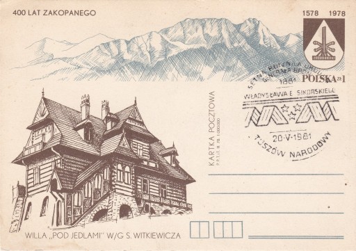 Zdjęcie oferty: kartka poczt. 1978 - 400 lat Zakopanego