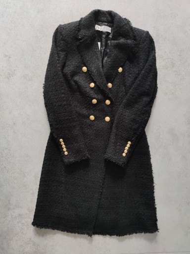 Zdjęcie oferty: Zara klasyczny płaszcz tweed złote guziki S