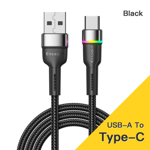 Zdjęcie oferty: Przewód ładowania 2m RGB - USB-USB-C kabel Essager