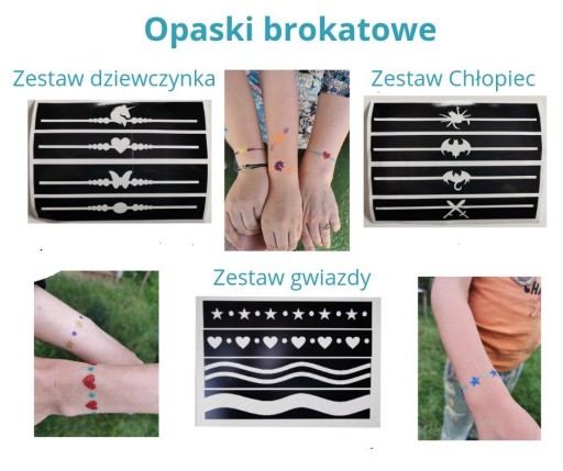 Zdjęcie oferty: Szablony do tatuaży brokatowych - bransoletki