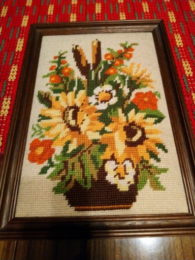 Zdjęcie oferty: Obraz haft krzyżykowy kompozycja kwiatowa