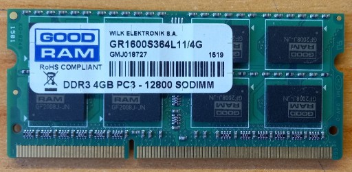 Zdjęcie oferty: RAM GOODRAM 4GB 1600MHz GR1600S364L11/4G SODIMM