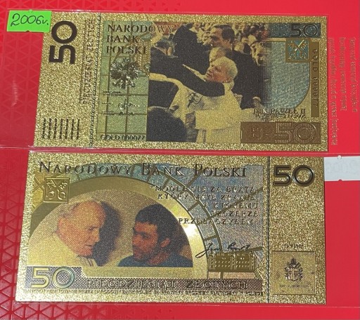 Zdjęcie oferty: Banknot Pozłacany Jan Paweł II ZAMACH