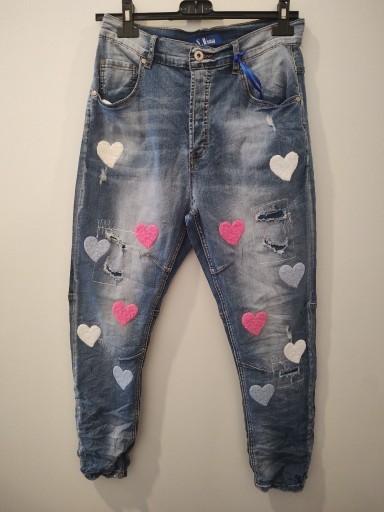 Zdjęcie oferty: Spodnie damskie jeansy w małe serduszka S.WOMAN