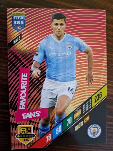 Zdjęcie oferty: Panini Fifa 365 2024,MAC5, Rodri, Fans Favourite