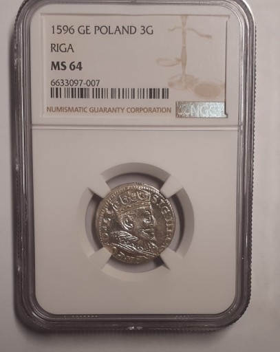 Zdjęcie oferty: Trojak 1596, Ryga - NGC MS64