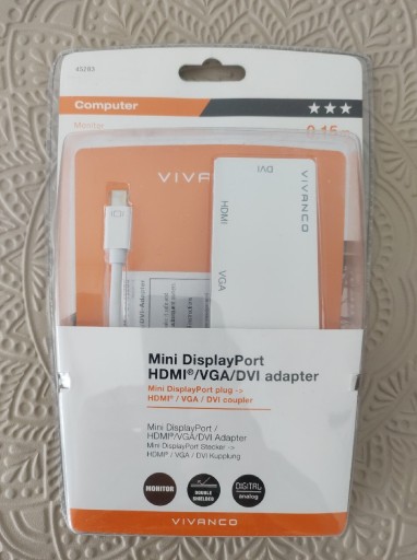 Zdjęcie oferty: Adapter Mini DisplayPort na HDMI VGA DVI 0,15m
