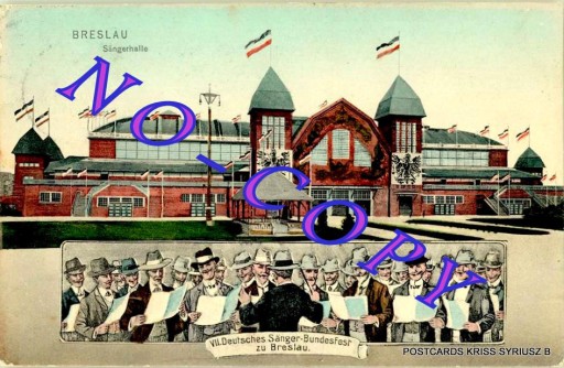 Zdjęcie oferty: Wrocław-Halla Festiwalowa i Śpiewacy -Litogr.1908r