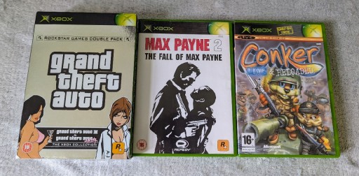 Zdjęcie oferty: Zestaw 4 Gier Xbox Original GTA Double Pack, Conker, Max Payne 2. 3xA WARTO