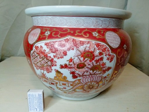 Zdjęcie oferty: Czerwona duża porcelanowa donica kutani Japonia